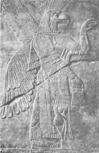 Ассирийский 'ангел'. Рельеф с клинописью